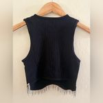 Black Sleeveless Top with Fringe Photo 1
