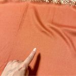 None Minimalist two-tone faux cashmere scarf/wrap with fringed edges, cream/orange Photo 6