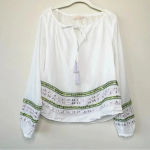 Tory Burch Madeline Sequin Peasant Blouse 100% Cotton Size 6 Photo 4