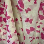Source Unknown Cream and Fuschia/Magenta Butterfly Scarf with Tassels- OS (approx- 72” by 42”) Photo 7