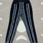 The Ragged Priest Vertical Frayed Black & Gray High Waisted Mom Jeans Size 26 Photo 3