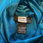 Studio 1940 Blouse Women’s Mock Turtleneck Silky Rich Teal Sleeveless Top SZ M Photo 5