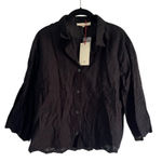Solitaire  Black Lace-Trim Button-Up Blouse Elegant Evening‎ Wear A25 Photo 0