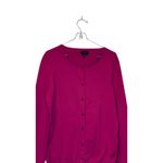 Talbots Women Cardigan Sweater Knitted Long Sleeve Pima Cotton Hot Pink Medium Photo 3