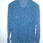 Maurice's  M Western Snap Front Blue Gold Floral Top Photo 0