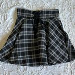SheIn S Black and White Plaid Lace-up Short Skirt Photo 0