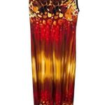 Kathy Roberts Maxi Sun Dress Artsy Boho Size 8 Jewel & Wood CenterSleeveless Red Photo 2