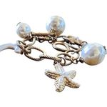 Vintage Sealife Toggle Charm Bracelet Starfish Beach Fish Coral Chain Link Gold Photo 5