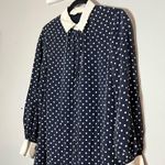 Tory Burch Cora Navy Blue Polka Dot Mini Dress Cream Scalloped Cuff Silk Size 4 Photo 7
