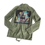 Via Penny Lane Reworked Apparel Def Leppard Custom Graphic Green Utility Jacket Size 2 Photo 9