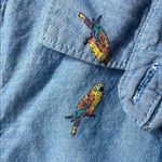 Old Navy “The Classic Shirt” Button-Up Shirt Chambray with Printed Parrots Photo 2