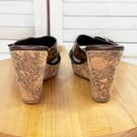 Brighton  Leopard‎ Patent Leather Cork Wedge Heel Sandal Slides Brown 7.5 Photo 5