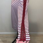 French Laundry  red striped ruched sides sequined lace sleeves casual shirt Photo 2