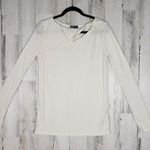 DKNY NWOT  Jeans Cream Ribbed Knit Long Sleeve Keyhole Top Women's Size XL Photo 0