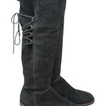 Lands' End Lands’ End Black Suede Knee High Lace Up Winter Riding Boots Women’s Size 6B Photo 0