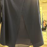 NYDJ size large navy 3/4 sleeve stretchy jersey in front and chiffon like back Photo 2