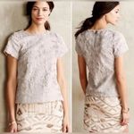 Anthropologie Leifsdottir Gray Faux Fur Short Sleeve Top Photo 1