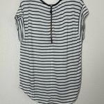 ZARA  W & B Collection Black and White Striped Short Sleeve Shirt Small Photo 1