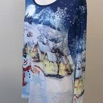 Erika  winter scene snowman cottage sequined long sleeve top Photo 3