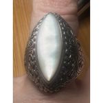 Ornate Sterling Silver Mother Of Pearl Ring Size 11 Photo 1
