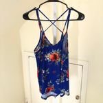 PaperMoon  NWT Basima Back Detail Knit Cami Top Blue Floral Size L Photo 4
