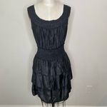 Moon River Black Layered Tiered Ruffle Shirred Waist Sleeveless Cocktail Dress S Photo 1