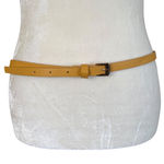 H&M  yellow leather adjustable skinny belt with gold buckle size small Photo 0