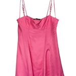ZARA NEW  Pink Satin Corsetry Mini Babydoll Dress Sz Large Chain Strap Photo 2