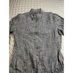 Eileen Fisher  Jacket‎ Womens S Linen Cross Hatch Black/Charcoal Button-Down J100 Photo 1