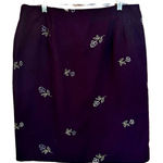 Vintage Victoria Holley Lined Pencil Skirt. Embroidered flower pattern. Size 16. Purple Photo 0