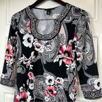 White House | Black Market Floral Print 3/4 Sleeve Tunic/Mini Dress Black Size S Photo 3