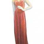 Lulus  whimsical romance pink velvet faux-wrap maxi dress slits size medium.#67 Photo 1