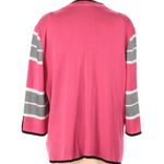 Misook pink black white open front cardigan large career Barbie office work Photo 1