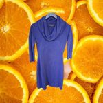 Connected Apparel Blue Sweater‎ Style Cowl Neck Dress Size PS Photo 2