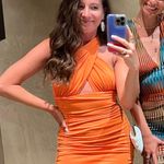 ZARA Bright Orange Bodycon Dress Photo 4