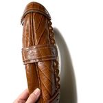 Faux Leather & Woven Straw Silver Accents Purse Brown Photo 1