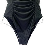 J.Crew  Reimagined Square Neck One-Piece Swimsuit Black Ruched Size 14 Slimming Photo 6
