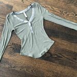 American Rag Olive Green Fitted Long Sleeve Top Photo 0