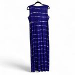 Chico's Chico’s Katrina Maxi Dress SzL Elegant Blue Tie-Dye Knotted Ruching Flowy Casual Photo 2