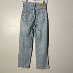 &denim high waist stone washed distressed straight leg loose fit denim jeans 25 Blue Photo 4