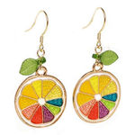 Colorful Citrus Slice Earrings Red Photo 0
