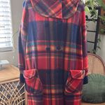 Vintage 60s Mary Redston Original Orange & Navy Plaid Button Up Pea Coat Size undefined Photo 0