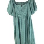 Bloomchic  Womens Dress A Line Puff Sleeve Split Neck Smocked Green 14-16 Photo 0