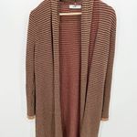 ZARA  Sweater Women XL Tan Black Red Long Sleeve Open Front Knit Cardigan Photo 0