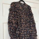 Ulla Johnson Esma Mini Dress Onyx Ikat Size 2 Ruffle Silk Georgette Metallic S Photo 9