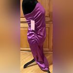 BHLDN  Selena Strapless Stretch Satin Slip Ruched Midi Dress‎ Purple Size Medium Photo 6