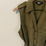 Slate + Willow Olive Green Sleeveless Button Tie Front Cargo Dress Size 8 Photo 2