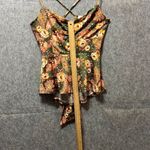 Lily White Floral Cami Top Criss Cross Back Tie Peplum Green Orange L Photo 5