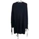 Revolve  Lovers + Friends Black Sweater Dress Black Cotton Knit Lace Up Detail LS Photo 2
