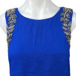 Topshop  Blue Beaded Jeweled Embellished Sleeveless Cutout Back Blouse Tank Top 2 Photo 3
